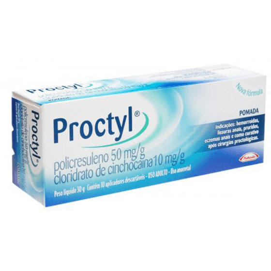 Proctyl 50mg/g + 10mg/g Pomada Retal - Bisnaga com 30g - Imagem 1