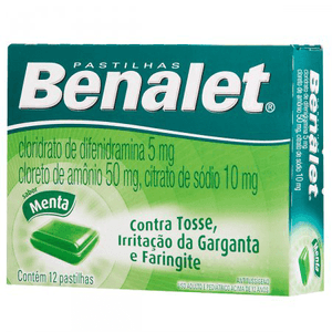 Benalet 50mg + 10mg + 5mg Pastilha Sabor Menta   Caixa com 12 Pastilhas