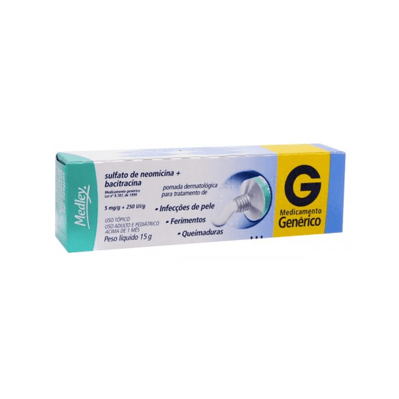 Sulfato de Neomicina + Bacitracina 5 + 250mg/g + Ui/g - 1 Pomada Dermatológica - Imagem 1