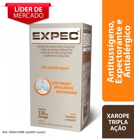 Expec 4mg/mL + 20mg/mL + 6mg/mL + 0.4mg/mL Xarope - Frasco com 120 mL - Imagem 1