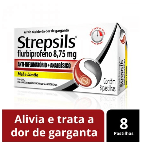 Strepsils 8.75mg Pastilha Sabor Mel e Limão - Caixa com 8 Pastilhas - Imagem 1