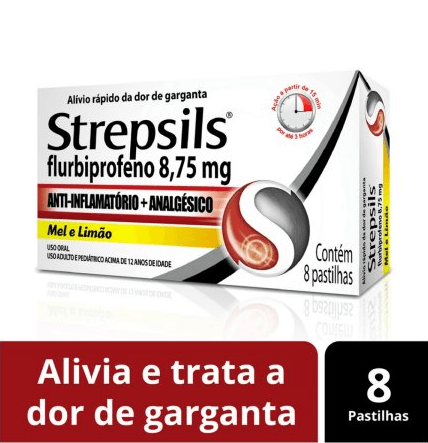 Strepsils 8.75mg Pastilha Sabor Mel e Limão - Caixa com 8 Pastilhas - Imagem 1
