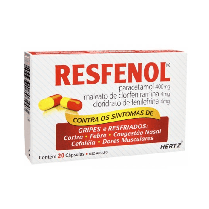Resfenol 4mg + 4mg + 400mg Cápsula Gelatinosa Dura - Caixa com 20 Cápsulas - Imagem 1