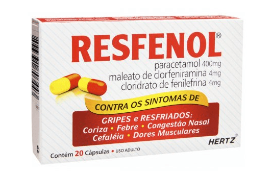 Resfenol 4mg + 4mg + 400mg Cápsula Gelatinosa Dura - Caixa com 20 Cápsulas - Imagem 1