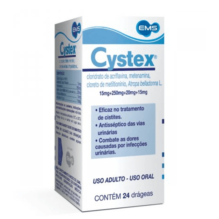 Cystex 15mg + 250mg + 20mg + 15mg Comprimido Revestido - Caixa com 24 Comprimidos - Imagem 1