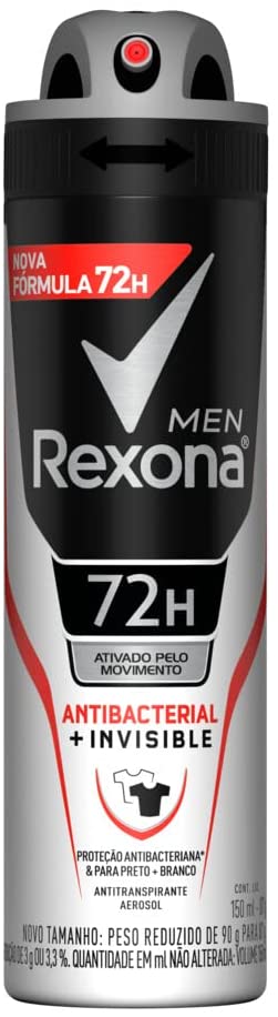 Desodorante Masculino Rexona Motionsense Antibacterial Invisible Aerosol, 150ml - Imagem 1