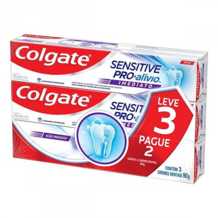 Creme Dental Colgate Sensitive Pro Alivio Imediato Original Com 90g Leve 3 Pague 2 - Imagem 1