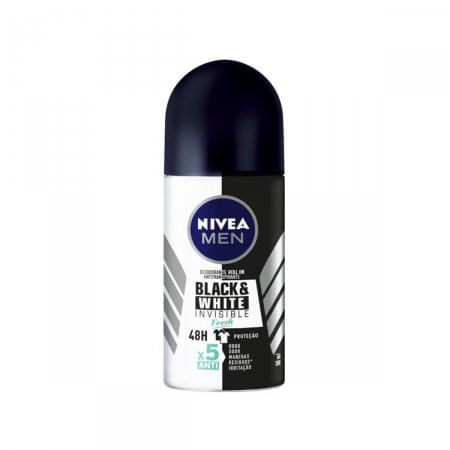 Desodorante Masculino Nivea Men Invisible For Black & White Fresh 48h Roll On Com 50ml - Imagem 1