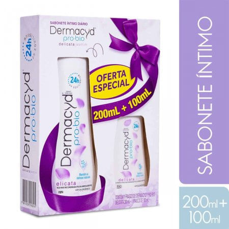 Sabonete Intimo Dermacyd Pro Bio Delicta Jasmim líquido, 1 unidade com 200mL + 1,99 leve 100mL - Imagem 1