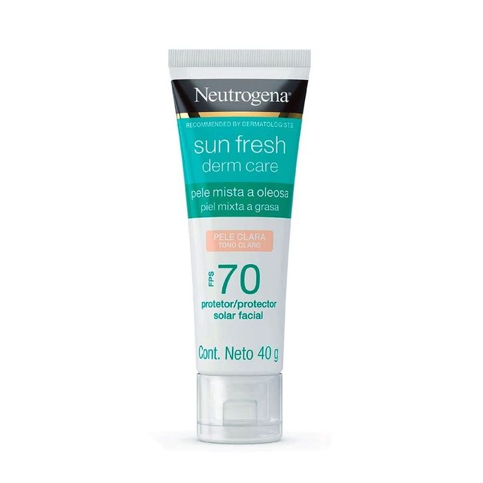 Protetor Solar Facial FPS70 Neutrogena Sun Fresh Derm Care Cor Clara 40G - Imagem 1