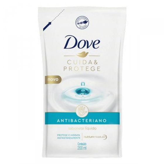 SABONETE LÍQUIDO ANTIBACTERIANO DOVE CUIDA & PROTEGE SACHÊ 200ML REFIL - Imagem 1