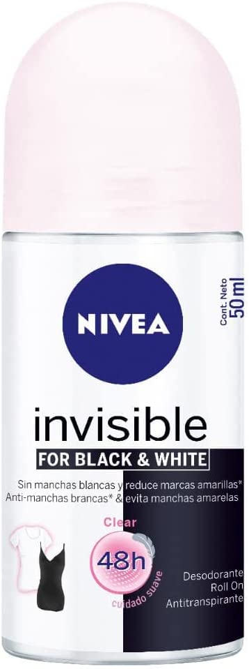 ANTITRANSPIRANTE ROLL-ON NIVEA INVISIBLE FOR BLACK & WHITE CLEAR 50ML - Imagem 1