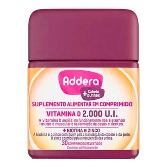 Addera + Cabelo E Unhas 2000UI 30 Comprimidos - Imagem 1