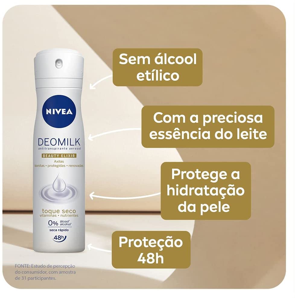 Desodorante Antitranspirante Nivea Deomilk Toque Seco Aerosol Com 150ml - Imagem 1