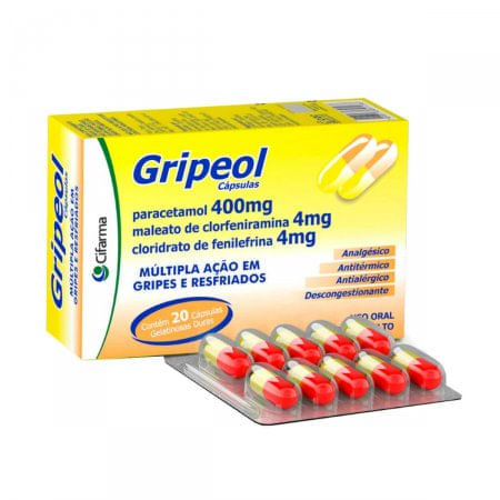 Gripeol 400MG/ML + 4MG/ML + 4MG/ML Cápsula gelatinosa dura - 20 Cápsulas - Imagem 1