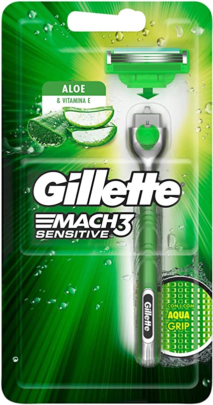 Aparelho de Barbear Gillette Mach3 Sensitive acqua grip, 1 unidade + carga, 1 unidade - Imagem 1