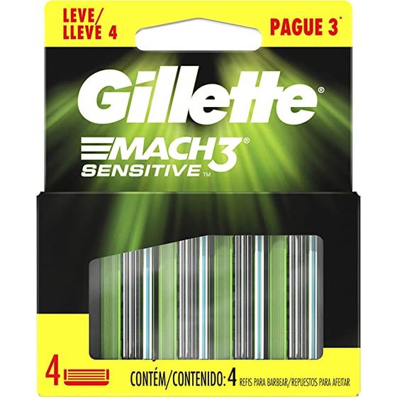 Carga Gillette Mach3 Sensitive 4 Unidades, Leve 4 Pague 3 - Imagem 1