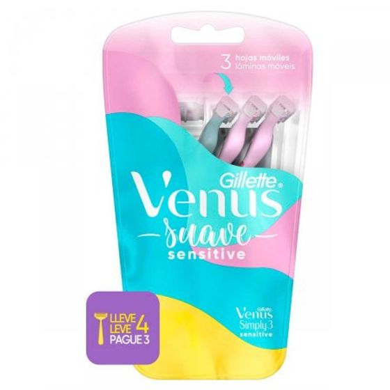 Gillette Venus Suave Sensitive Depilador Descartável Com 4 Unidades - Imagem 1