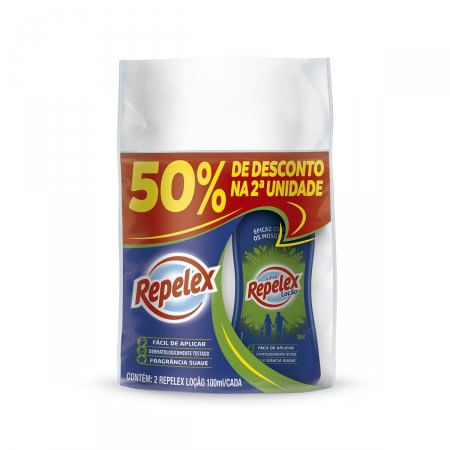 Repelente Repelex Locao 2 Unidades Com 100ml Cada 50 de Desconto Na 2 Unidade - Imagem 1