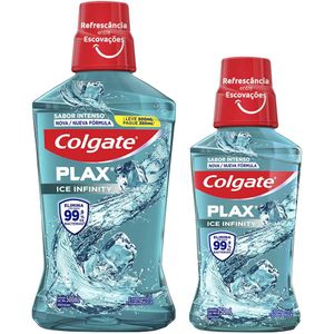 Kit Enxaguante Bucal Antisséptico Leve 500Ml Pague 350Ml + 250Ml Zero Álcool Ice Infinity Colgate Plax