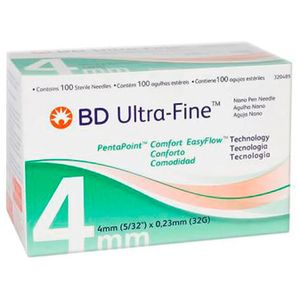 Bd Ultra-Fine Agulha Descartável para Canetas BD Ultra-Fine Penta Point 4mm 100 Unidades