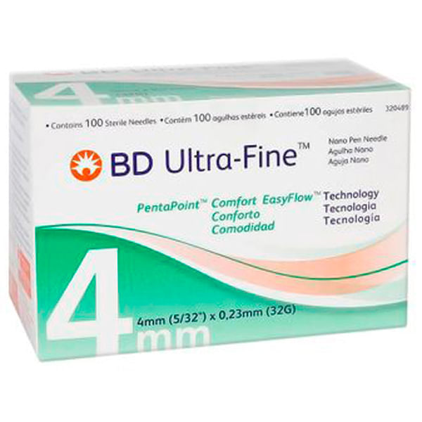 Bd Ultra-Fine Agulha Descartável para Canetas BD Ultra-Fine Penta Point 4mm 100 Unidades - Imagem 1