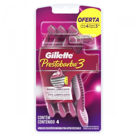 Aparelho De Depilacao Gillette Prestobarba 3 Feminino Com 4 Unidades - Imagem 1