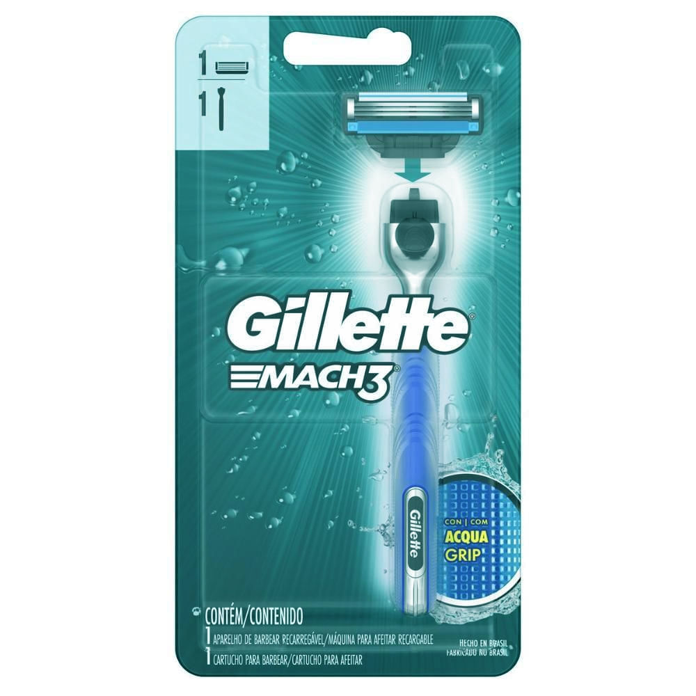 Kit Aparelho De Barbear Gillette Mach 3 Liga Dos Campeões Recarregável + 1 Cartucho - Imagem 1
