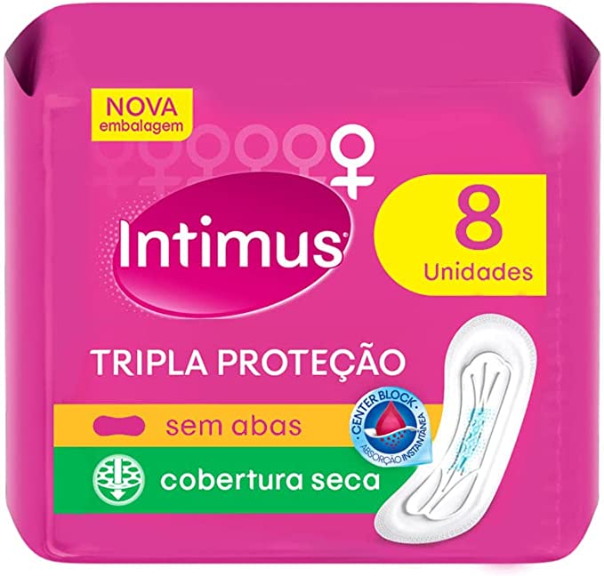 Absorvente Intimus Gel Tripla Protecao Cobertura Seca Sem Abas, 8 Unidades - Imagem 1
