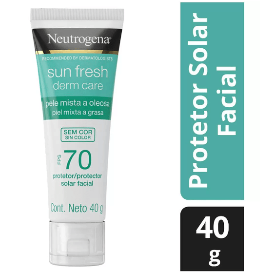 Protetor Solar Facial FPS70 Neutrogena Sun Fresh Derm Care sem Cor 40G - Imagem 1