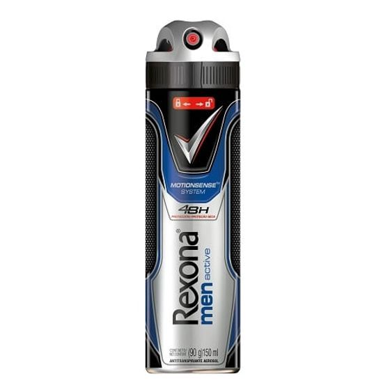 Desodorante Masculino Rexona Motionsense Active Dry Aerosol, 150mL - Imagem 1