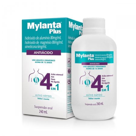 Mylanta Plus 6mg/mL + 80mg/mL + 80mg/mL Suspensão Oral Sabor Menta - Frasco com 240mL - Preview 2