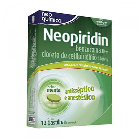 Neopiridin 10mg + 1.466mg Pastilha Sabor Menta - Caixa com 12 Pastilhas - Imagem 1