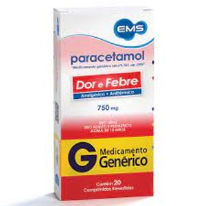 Paracetamol 750mg - 20 Comprimidos Revestidos