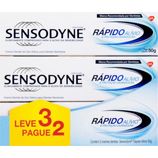 Kit Creme Dental Sensodyne Rápido Alívio 50g 3 Unidades