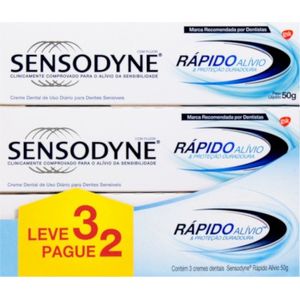 Kit Creme Dental Sensodyne Rápido Alívio 50g 3 Unidades