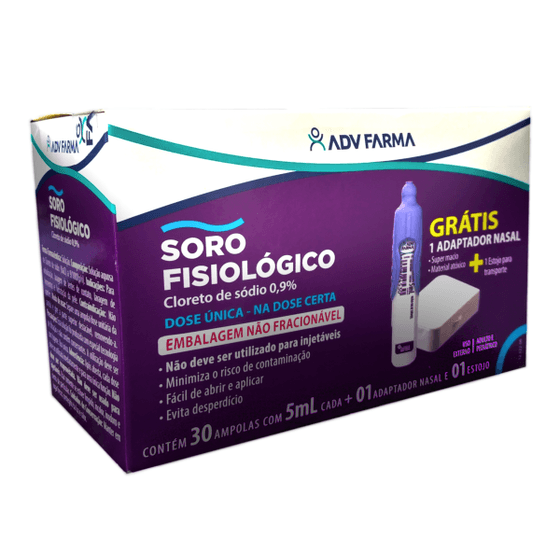 Solucao Fisiologica Top + Adaptador Nasal 0.9% 5 Ml X 30 unidades - Imagem 1