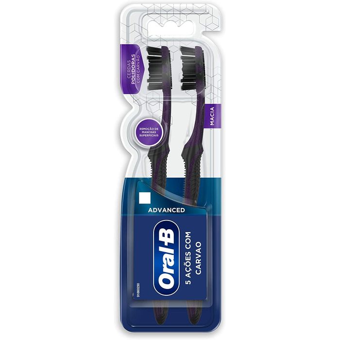Kit Escova Dental Advanced Macia Oral B 5 Acoes Com Carvao, 2 Unidades - Imagem 1