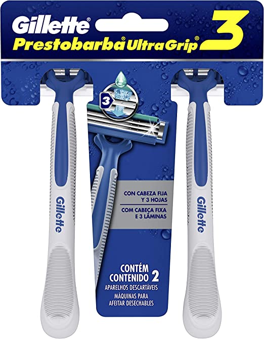 Aparelho de Barbear Gillette Prestobarba Ultragrip 3 2 Unidades - Imagem 1
