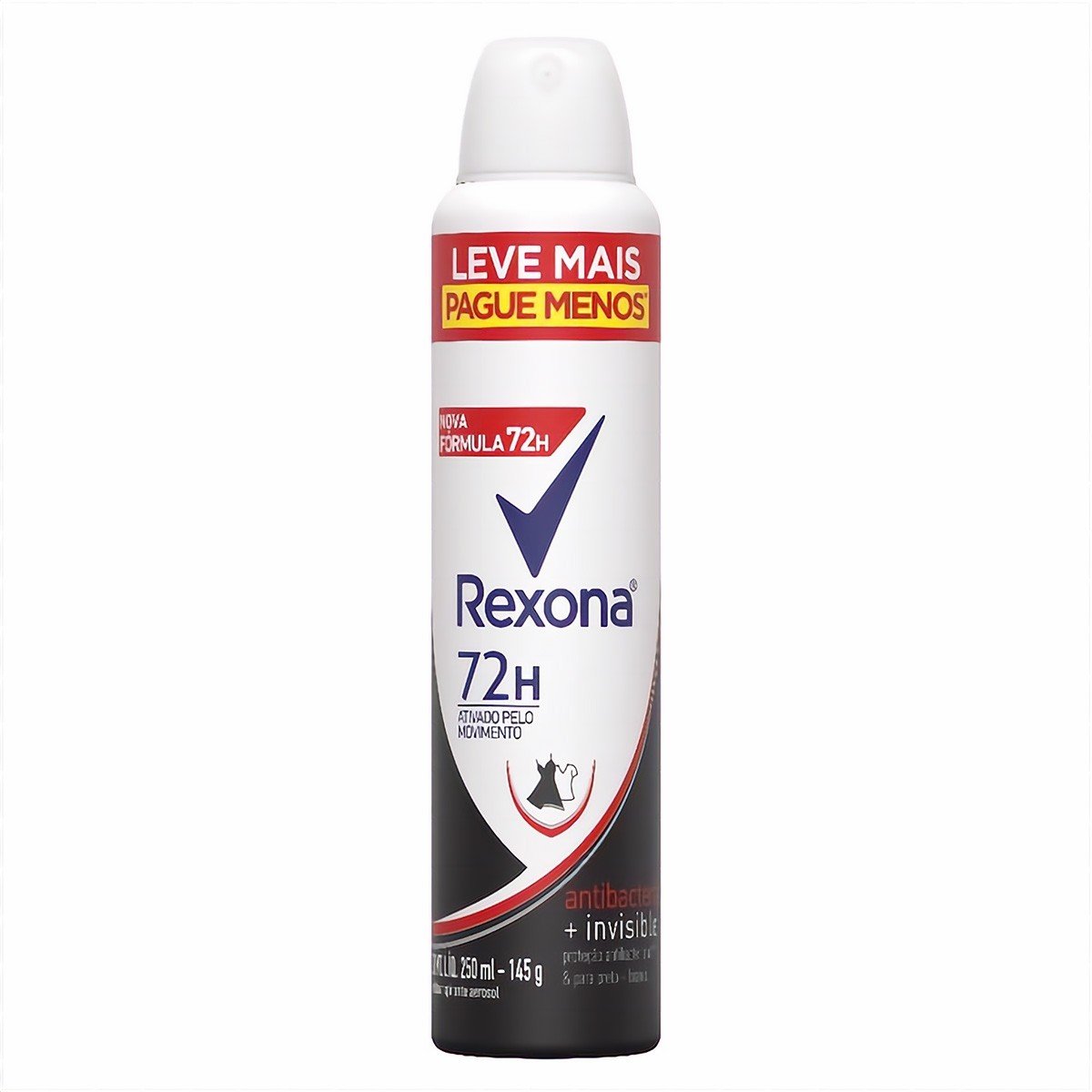 Desodorante Rexona Aero Antibacterial + Invisible 250ml - Imagem 1