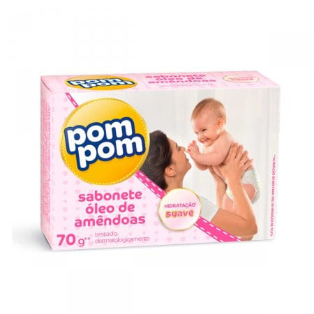 Sabonete Infantil Pom Pom Oleo de Amendoas Barra, 80g - Imagem 1