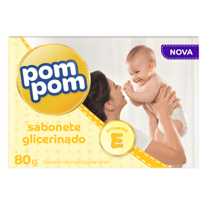 Sabonete Infantil Pom Pom Glicerinado Barra, 80g