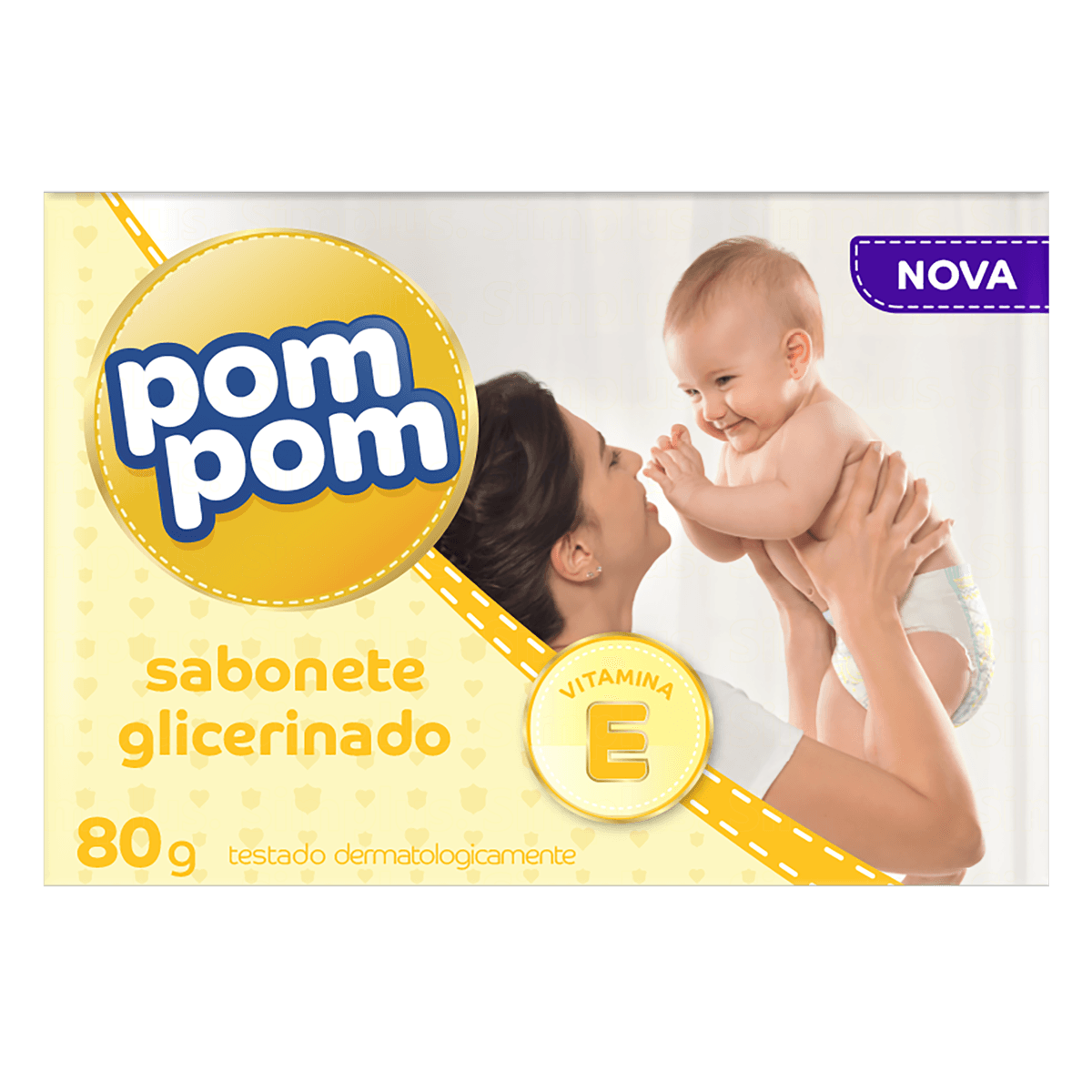 Sabonete Infantil Pom Pom Glicerinado Barra, 80g - Imagem 1