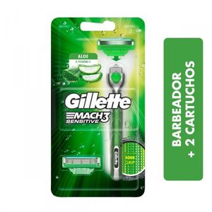 Aparelho de Barbear Gillette Mach3 Sensitive acqua grip, 1 unidade + carga, 2 unidades