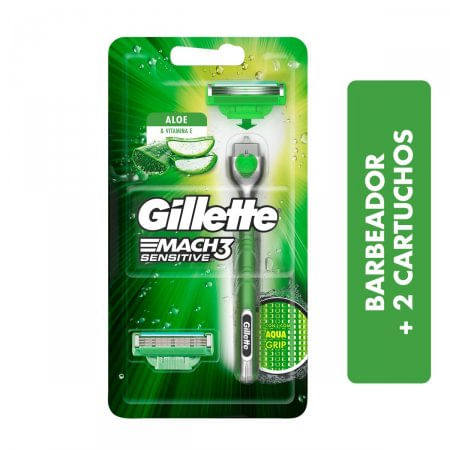 Aparelho de Barbear Gillette Mach3 Sensitive acqua grip, 1 unidade + carga, 2 unidades - Imagem 1