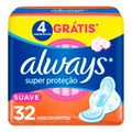 Absorvente Always Super Proteção Cobertura Suave com Abas 32 Unidades