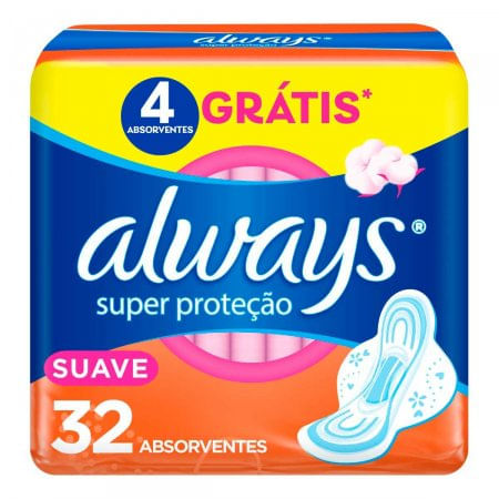 Absorvente Always Super Protecao Suave, Com Abas Com Abas, 32 Unidades - Imagem 1