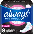Absorvente Always Noites Tranquilas Cobertura Suave com Abas 8 Unidades
