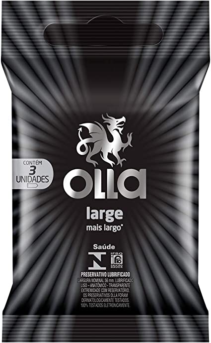 Preservativo Olla Lubrificado Large, 3 Unidades - Imagem 1