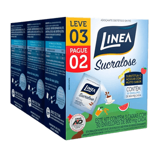 Adocante Linea Sucralose Pó, 150 sachês, Leve 3 e Pague 2
